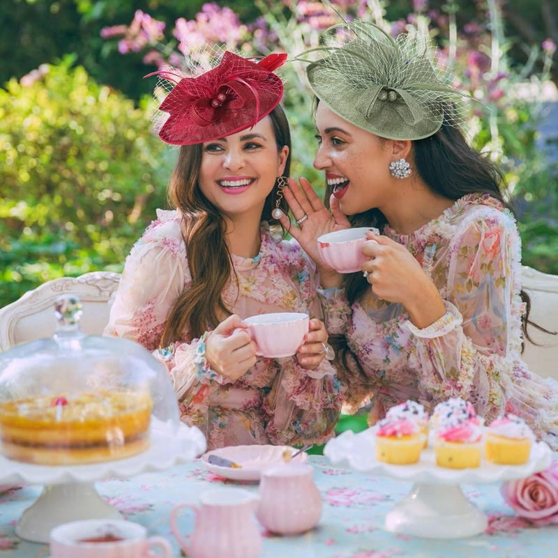 DRESHOW Fascinators Hat Feather Headband Women's Fascinators Tea Party Headwear with Clip Flower Head Band for Girls & Women - Image 2